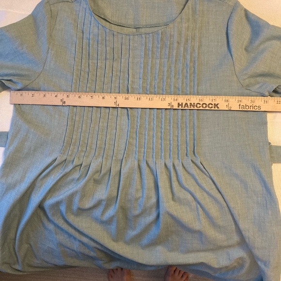 Modest and ComfyCotton Dress with 3/4 sleeves and Vertical Pleats Self Belt Med. - Picture 6 of 6